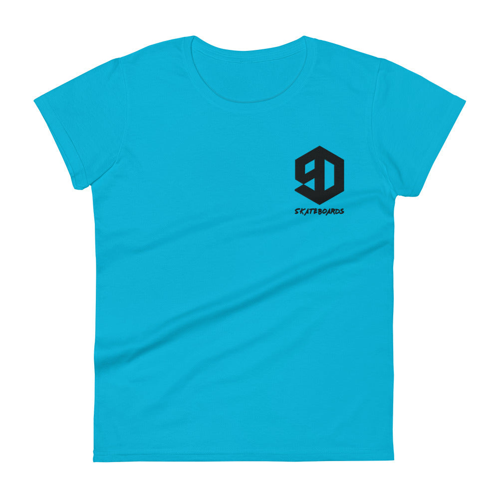 9D Skateboards Kurzärmeliges T-Shirt für Damen Stick Schwarz