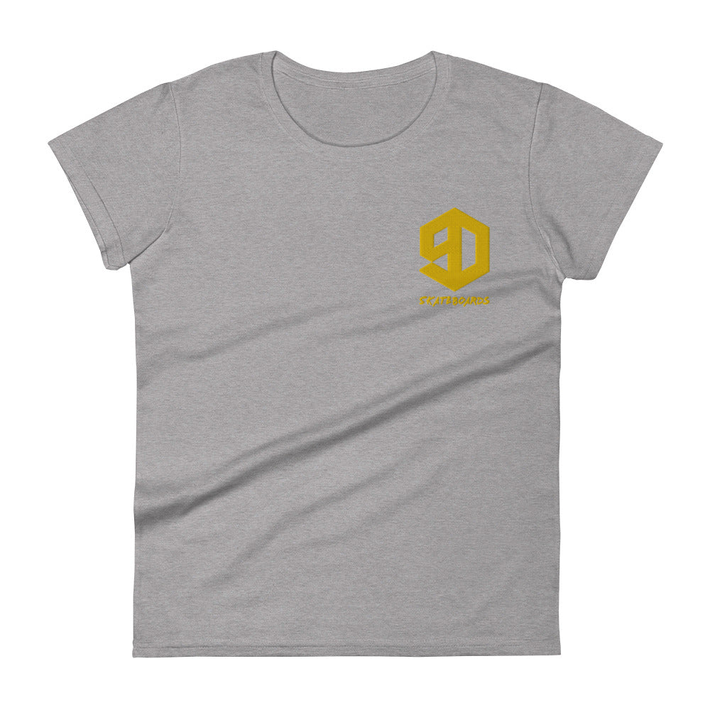 9D Skateboards Kurzärmeliges T-Shirt für Damen Stick Gold